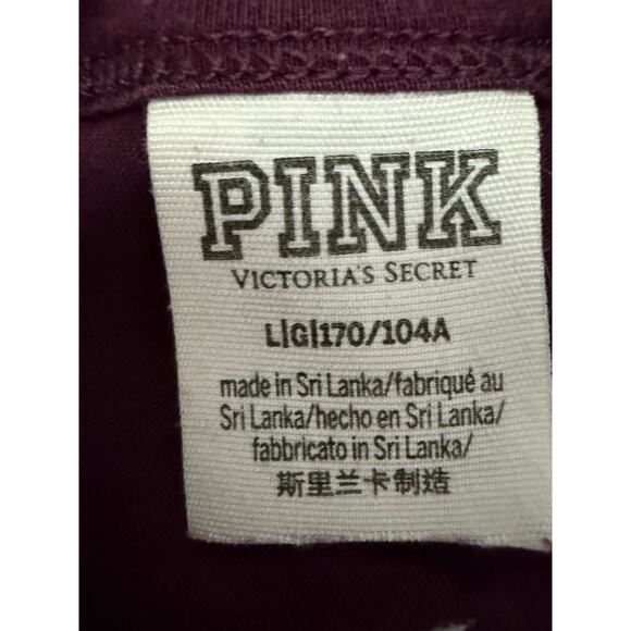 Victorias Secret Pink Women’s large burgundy maroon gold sequin tee shirt top - Picture 5 of 6